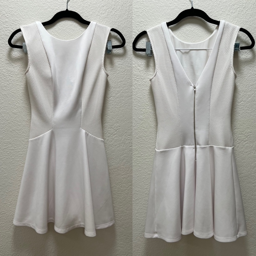 Guess White Peplum Dress with Mesh detail